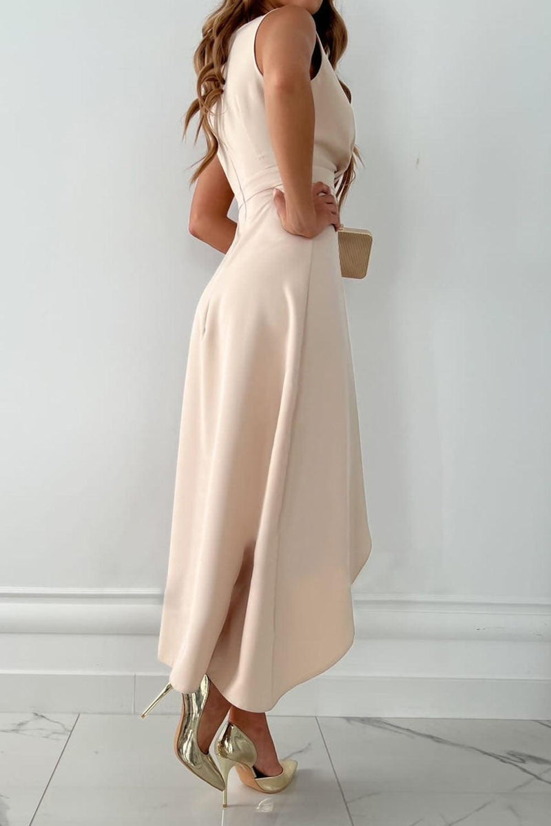 Femke - Robe midi portefeuille avec col V et fente